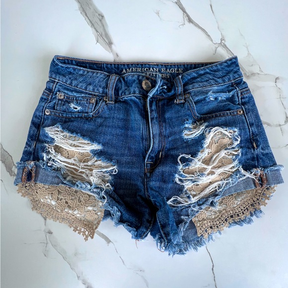 American Eagle Outfitters Pants - American Eagle High Waisted Shorts, Lace, Hi-Rise Festival, Size 0